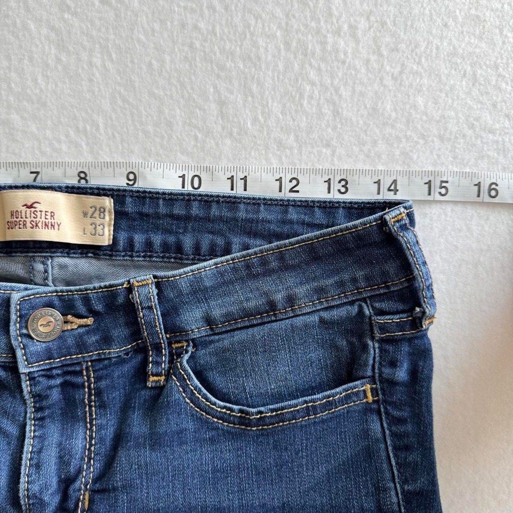 Hollister Super Skinny Jeans Womens 7L W28 L33 Medium Dark Wash Blue Long Inseam - Picture 5 of 7